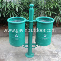 2 compartment outdoor metal recycling trash bin